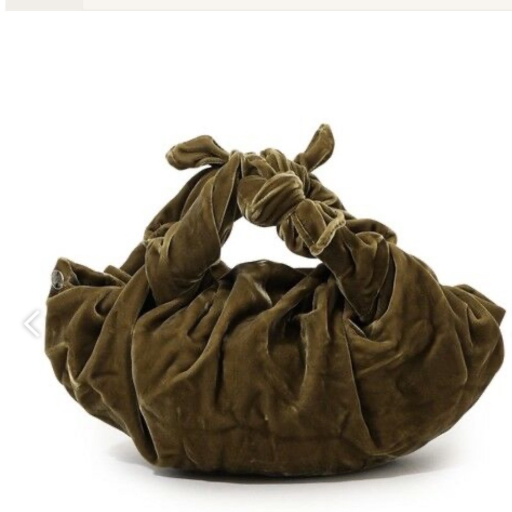 Papyrus Candy Wrapper Handbag Ruched Velvet Handbag Olive Green Gathered Bag